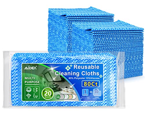 AIDEA Cleaning Wipes, Handy Wipes-80Ct(1 Pack), Multi-Purpose Towel Reusable Cleaning Cloths, Domestic Cleaning Wipes, Cleaning Towels, Dish Cloths-(12''x24'')