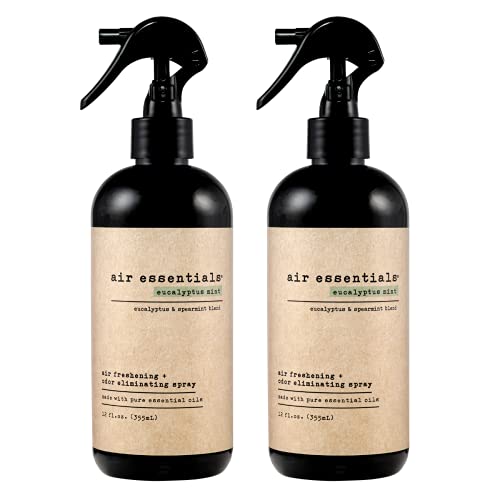 Air Essentials Air Freshener & Odor Eliminator Spray - Made with Pure Essential Oils - Eucalyptus Mint - 12 Ounce - 2 Pack