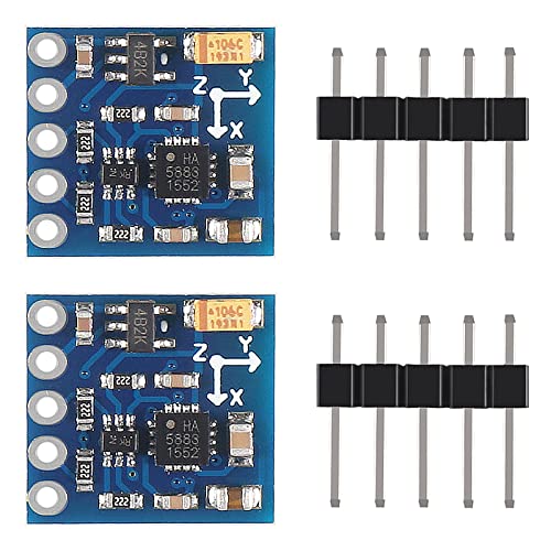 AITIAO 2Pcs GY-271 QMC5883L Triple Axis Compass Magnetometer Sensor Module 3-5V IIC Electronic Compass Module Magnetic Sensor Module