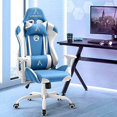 AJS Gaming Chair - Blue&White Racing Office Chair
