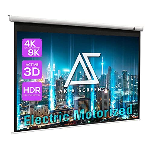 Akia Screens 104 inch Motorized Electric Remote Controlled Drop Down Projector Screen