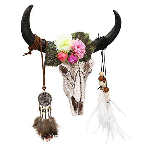 alikiki Floral Cow Skull Wall-Decor