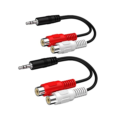 ALINNA 3.5mm Male to 2 RCA Female Jack Stereo Audio Y Cable Adapter(2 Pack)