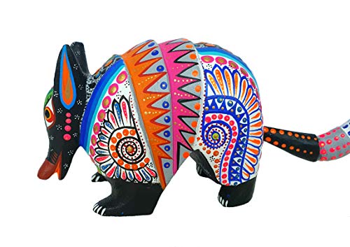 Alkimia Inc Handcrafted Alebrije Armadillo Wood Carving Sculpture (Black)