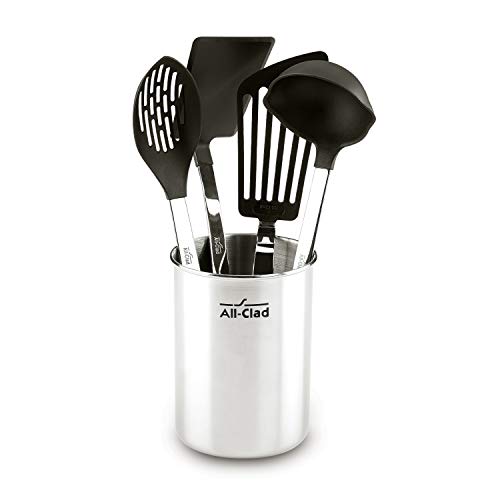 All-Clad 5-Piece Nylon Tools with Stainless Steel Handles and Caddy