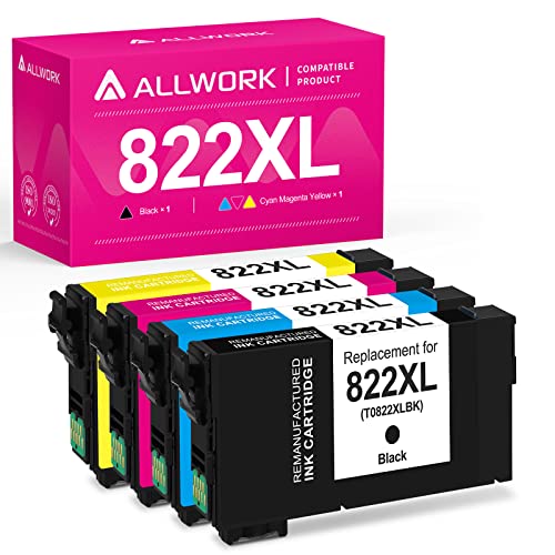 ALLWORK Remanufactured 822XL Ink Cartridges for Epson Printers