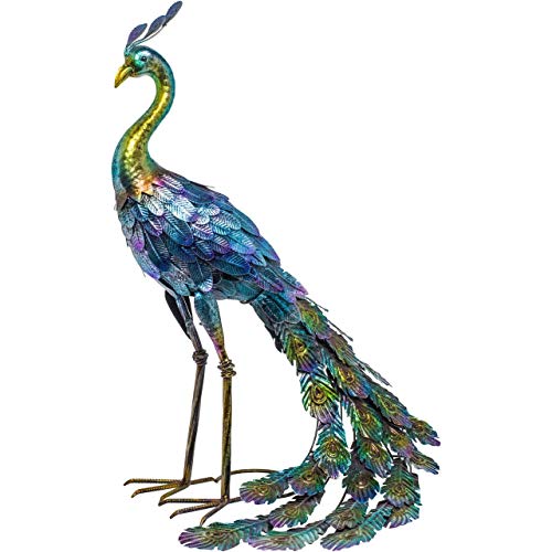 Alpine Metallic Peacock Statue