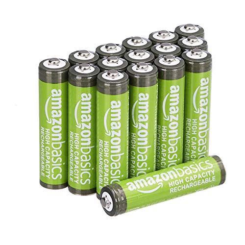 Amazon Basics 16-Pack Rechargeable AAA NiMH High-Capacity Batteries, 850 mAh, Recharge up to 500x Times, Pre-Charged