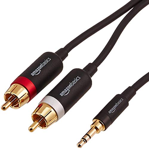 Amazon Basics 3.5mm to 2-Male RCA Adapter Audio Stereo Cable For Speaker, 8 Feet