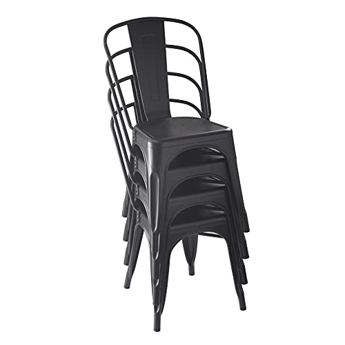 Amazon Basics Chair 4 Pack, Matte Black