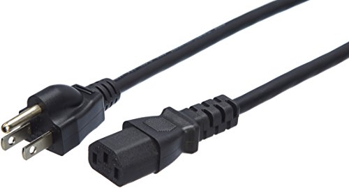 Amazon Basics Computer Monitor TV Replacement Power Cord, 3', Black