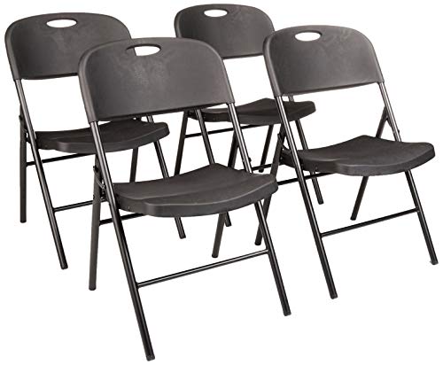 Amazon Basics Folding Plastic Chair, 350-Pound Capacity, Black, 4-Pack