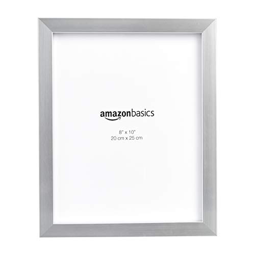 Amazon Basics Photo Rectangular Picture Frame, Pack of 5, 8" x 10", Nickel, 11.18" L x 9.18" W