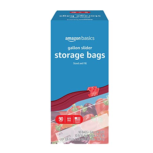 Amazon Basics Slider Gallon Food Storage Bags, 90 Count (Previously Solimo)