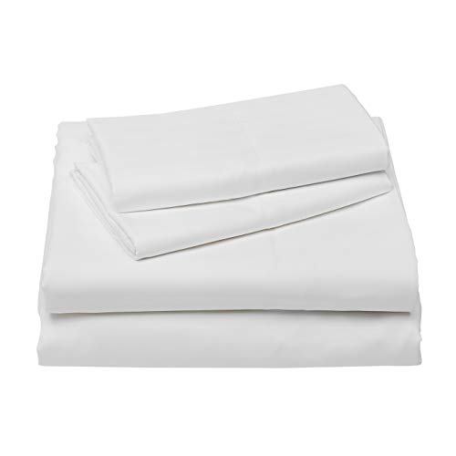 Amazon Basics Striped Sheet Set - 4 pcs,Queen, Bright White