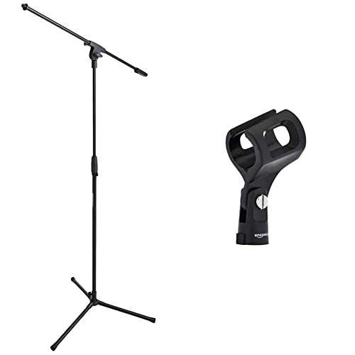 Amazon Basics Tripod Boom Microphone Stand with Large Barrel Style Microphone Clip