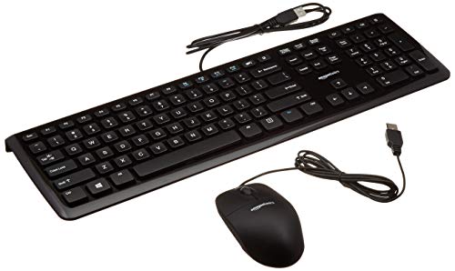 Amazon Basics USB Wired Keyboard and Mouse Bundle Pack