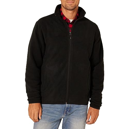 Amazon Essentials Men's Full-Zip Polar Fleece Jacket (Available in Big & Tall), Black, Large