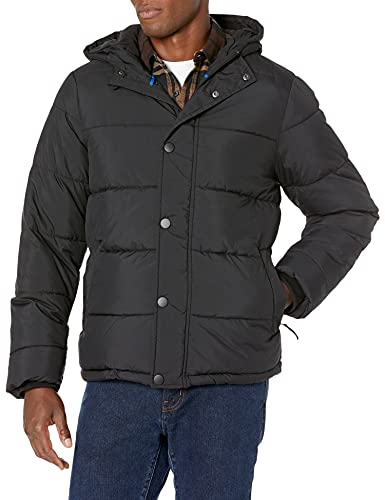 Amazon Essentials Men's Heavyweight Hooded Puffer Coat, Black, Large
