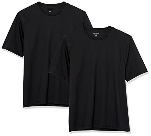Amazon Essentials Men's Short-Sleeve Crewneck T-Shirt, Pack of 2, Black, Large