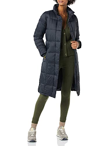Amazon Essentials Women's Lightweight Quilted Longer Length Coat, Black, Medium