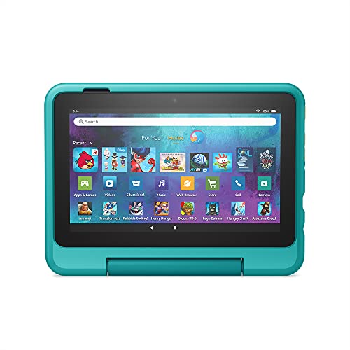 Amazon Kid-Friendly Case for Fire 7 tablet (Only compatible with 12th generation tablet, 2022 release) - Hello Teal