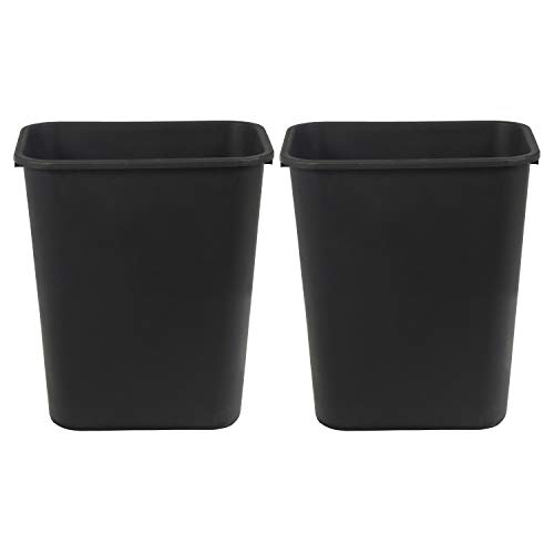 AmazonCommercial 7 Gallon Office Wastebasket, 2 Pack, Black