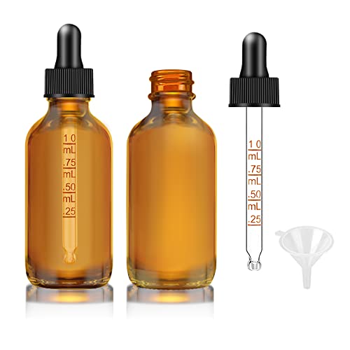 Amber Glass Eye Dropper Bottles for Essential Oils, 2 pack