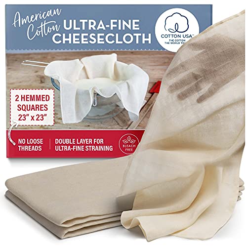 American Cotton Cheesecloth - 2 Pack Large 23" Precut Cheese Cloth Squares