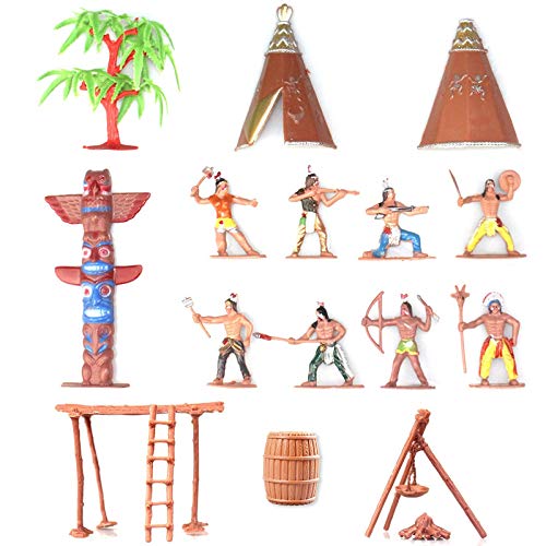 American Indians Figures Plastic Toys Pack of 14