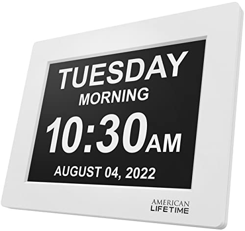 American Lifetime Newest Version, Day Clock Extra Large Impaired Vision Digital Clock with Battery Backup and 5 Alarm Options