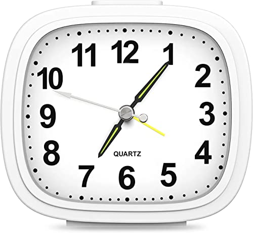 AMIR Analog Alarm Clocks - Compact and Silent Alarm Clock for Heavy Sleepers