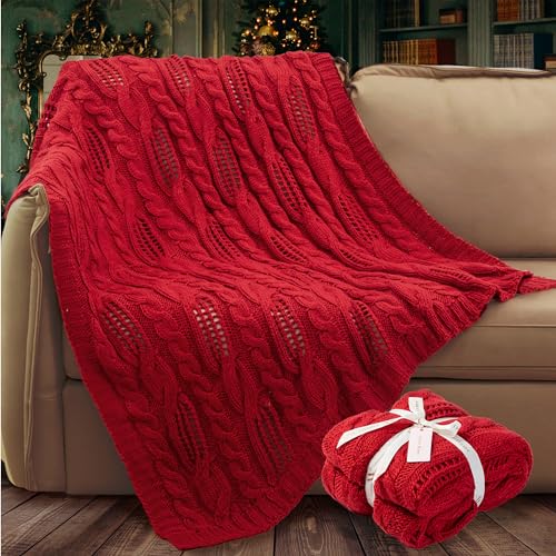 Amélie Home Red Cable Knit Throw
