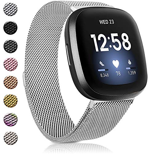 Amzpas Magnetic Stainless Steel Loop Mesh Wristband for Fitbit