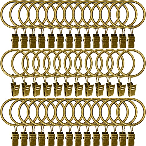 AMZSEVEN Curtain Rings with Clips, Bronze, 40 Pack