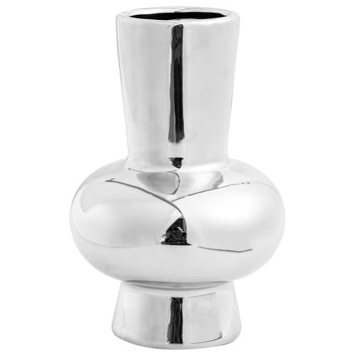 Anding Ceramic silver vase, Ashtray, Candle Holder, Vase Bathroom Vanity Top Ceramic Abstract Home Decor Shelf, Silver, White, Gold, (A575 Silver)