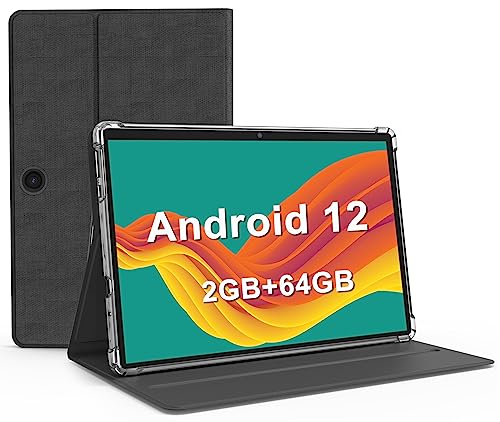 Android 12 Tablet, 10 inch with Case, 2GB RAM 64GB ROM 512GB Expand Android Tablet