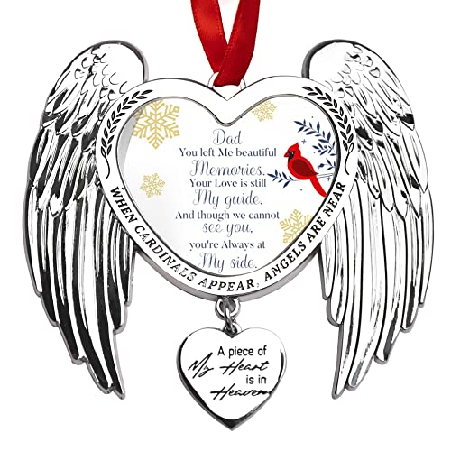 Angel Memorial Ornament Red Cardinal Christmas Ornaments Thoughtful Sympathy Gifts for Loss of Dad, Bereavement Gifts, Rememberance Gifts for Loss of Father in Memory of Loved One Gifts