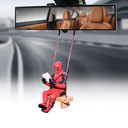 Funny Anime Car mirror hanging accessories Car Pendant Reading Deadpool  Ornam