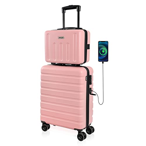 AnyZip 21" Carry On Luggage and 14" Mini Cosmetic Cases Luggage Set