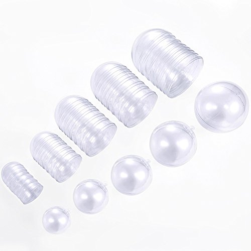 Creative Hobbies® - Bulk Value Pack of 25 pcs - 67mm (2-5/8 Inch) Round  Clear Plastic Ball Ornaments - Great for Crafting DIY Christmas Ornaments 