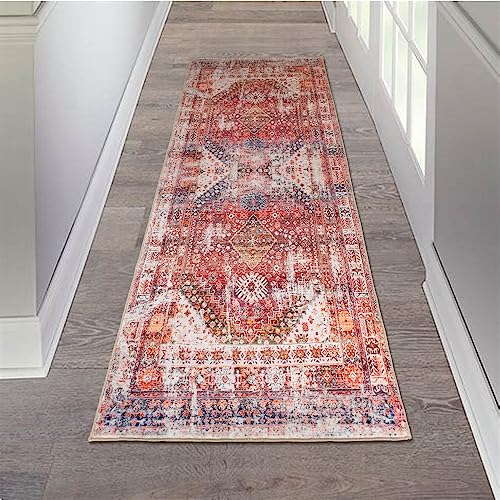 Aopota Hallway Runner Rug Non Slip Distressed Kitchen Runner Rug Rubber Backed Area Rug Washable Boho Floor Carpet Runner for Hallways Entryway Laundry Room Kitchen Bathroom