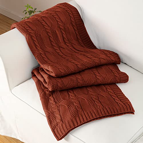 Aormenzy Red Brown Knit Throw Blankets