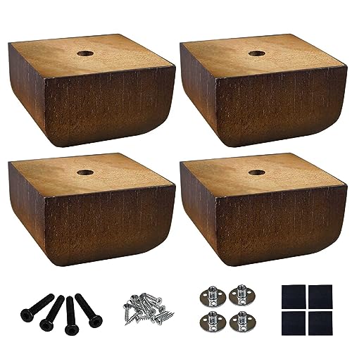 AORYVIC Sofa Legs Square Bed Feet: Wood Replacement Set of 4
