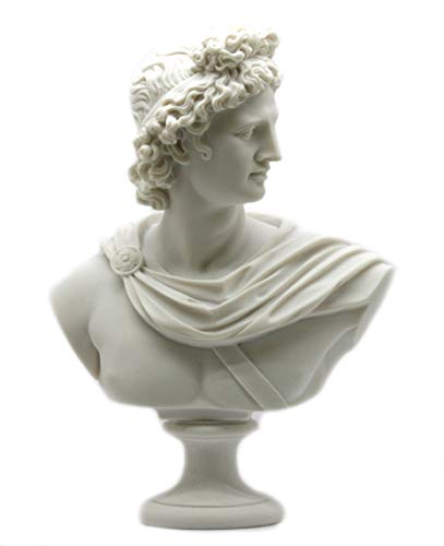 Apollo Greek Roman God Bust Head Statue Cast Marble Sculpture Handmade 12.6΄΄
