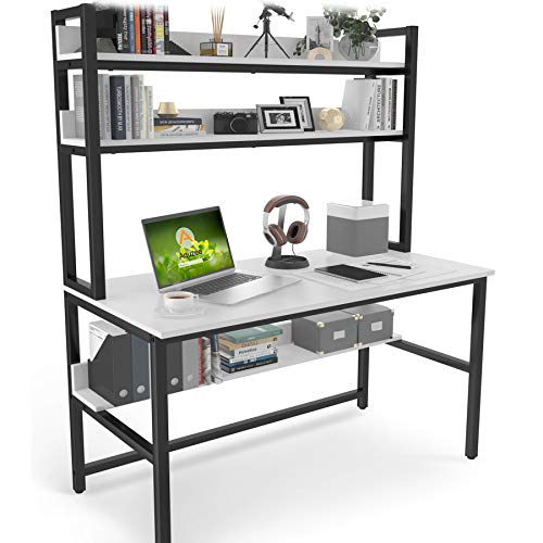 Aquzee Computer Desk with Hutch and Bookshelf