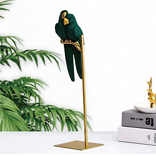 Arbuxzuy Parrot Decoration, Miniature Figurines, Creative Nordic Desktop Ornaments, Couple Macaw Bird Tabletop Sculpture Crafts, Parrot Statue(Green)