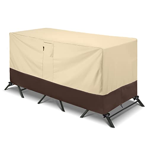 Arcedo Patio Bistro Cover, Waterproof Outdoor Furniture Cover, Heavy Duty Patio Bar Table and Chairs Covers, 80"L x 32"W x 30"H, Beige & Brown