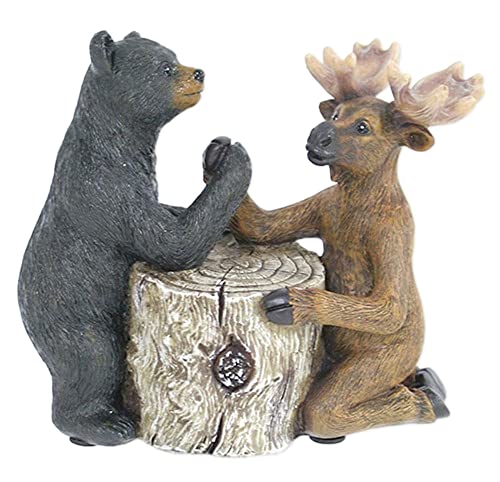 Arm Wrestling Moose and Bear Figurine