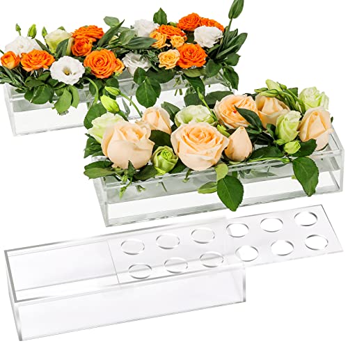 Arme Clear Acrylic Flower Vase Rectangular Floral Centerpiece